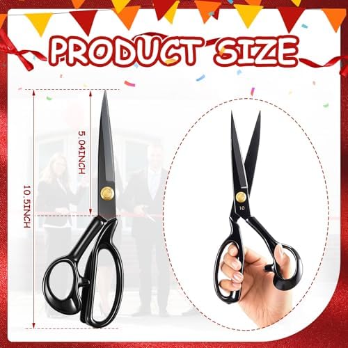 Amylove 1 Pcs 10.5'' Ribbon Cutting Scissors,Style2,Black