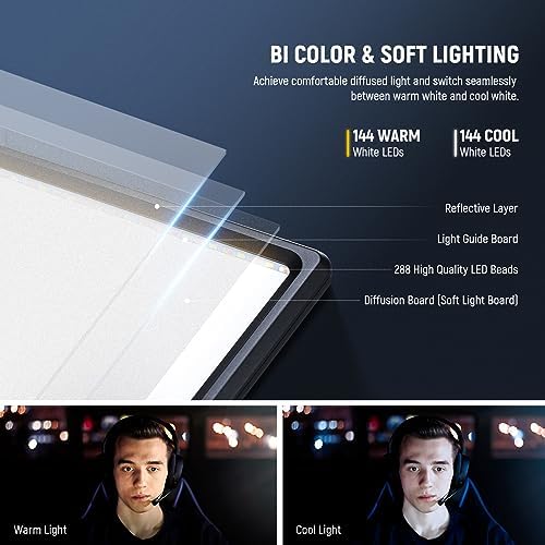 NEEWER 18" LED Video Light Panel Key Lighting Kit with Remote, 2 Pack, 45W