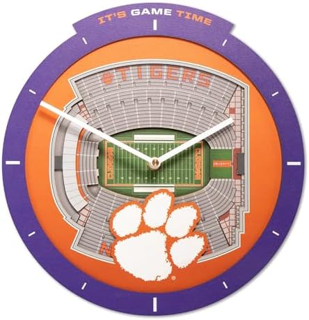 YouTheFan NCAA Clemson Tigers StadiumView 3D Wall Clock