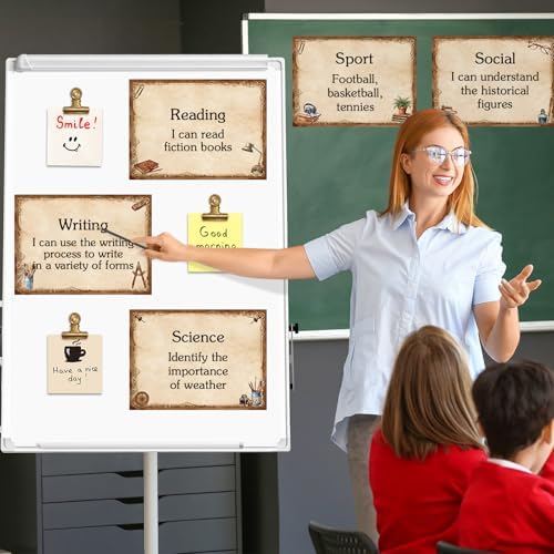 16 Pcs Magnetic Write Wipe Organization Chart Classroom Dry Erase Labels Learning Objectives Board for Whiteboard Goals Targets Classroom Teaching Supplies (Retro)