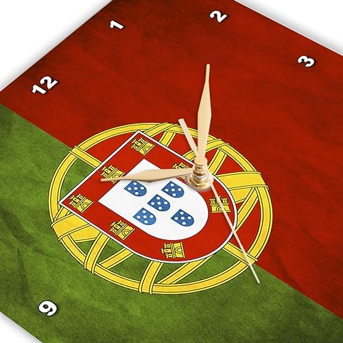 3drose Portugal Flag Wall Clock, 10 by 10-Inch
