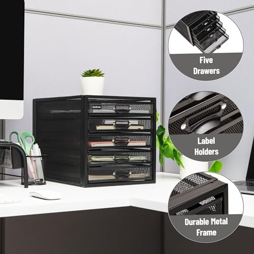 Mind Reader File Storage Drawers, Desk Organizer, Multi-Purpose, Crafts, Office, Metal, Black