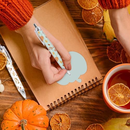 JarThenaAMCS 60Pcs Fall Stationery Set Orange Blue Pumpkin Sticky Note Pads with Pumpkin Leaves Ballpoint Writing Pens for Autumn Harvest Thanksgiving Party Favors Supplies