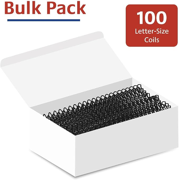 12mm (15/32 in.) Spiral Binding Coils for Reports, Presentations and Proposals | 4:1 Pitch | 12 in. Length | Black | 92 Sheets Binding Capacity | 100 Pack