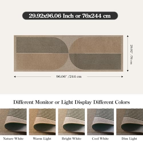 Lahome Enfys Modern Rainbow Easy Jute Rug, 2x8 Hallway Runner Washable Rugs for Entryway Farmhouse Kitchen Rug, Non Slip Indoor Outdoor Carpet Contemporary Throw Door Mat for Bedroom Porch