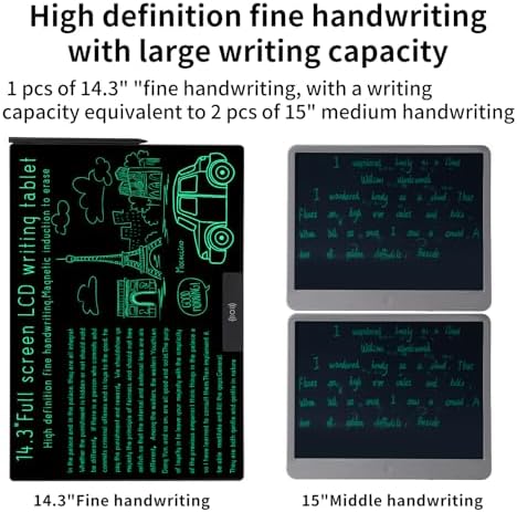 LCD Writing Tablet 14.3in, Bezel-Free, Ultra-Slim 0.75lb for Notes Drawing