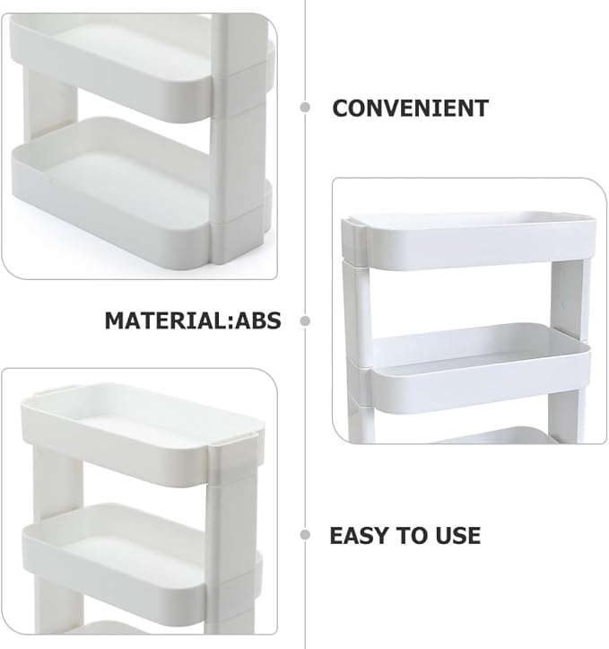 PRETYZOOM 3-Layer White Desktop Storage Rack Removable Organizer for Makeup Stationery Sundries - Multi-Purpose Desktop Shelf for Home Office and School