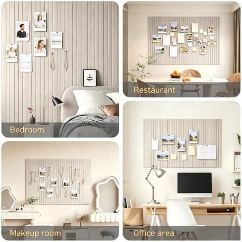 Felt Bulletin Board 48"x36" Large - Cork Board Alternative, 12-Pack Felt Wall Tiles with 70 Adhesive Tabs & 35 Pushpins, Pin Board for Home Office Decor, Oatmeal