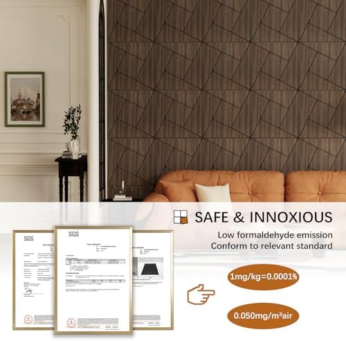4 Packs Acoustic Wall Panels - Self-Adhesive 3D Wood Slat Wall Panel- Peel and Stick Sound Absorbing Panels for Noise Reducing - Feature Wall Decor for Home & Office