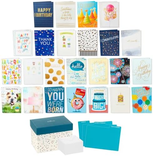 Hallmark All Occasion Cards, Assorted 48-Pack with Organizer Box (Dots)