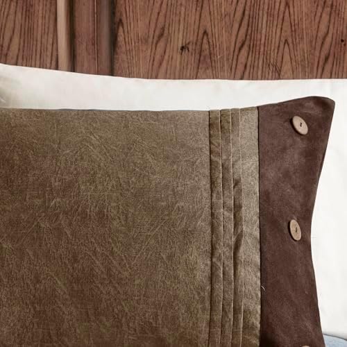 Madison Park Faux Suede King Comforter Set with Bed Skirt, Brown 7pc
