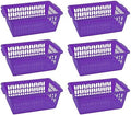 YBM HOME Plastic Perforated Storage Basket Bin Office Drawer, Shelf Desktop Countertop Tray Organizer 32-1188 (6, Purple)