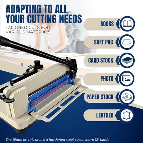 Flexzion Guillotine Paper Cutter 12" A4 Professional Industrial Heavy Duty Scrapbooking Metal Base Trimmer Machine 400 Sheet Capacity for Office Commercial Photocopy Printing Shop