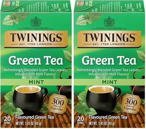 TWININGS TEA, TEA,GREEN,MINT 20 BAG (Pack of 2)