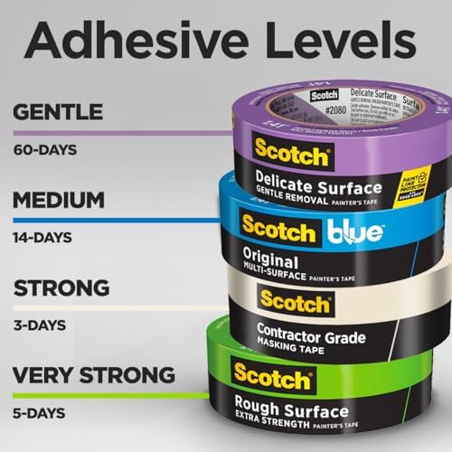 Scotch Painter's Tape Contractor Grade Masking Tape, 6 Rolls, 1.88 in x 60.1 yd, Holds to Surfaces For Up to 3 days, Removes Easily Without Leaving Sticky Residue, Interior & Exterior Use (2020-48TP6)