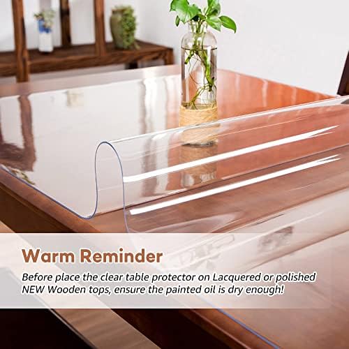 RostiKong 36 x 48 Inch Clear Plastic Rectangle Table Top Protector for Dining Room Table Thick Waterproof PVC Vinyl Table Cover Desk Pad Transparent PVC Home Office Hardwood Floor Chair Protector Mat