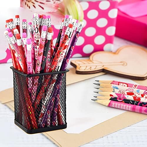 Zuazaor 500 Pieces Valentine Pencils with Erasers In Bulk Kids Student Heart Woden Pencils for Office School Supplies (Valentine's Day)