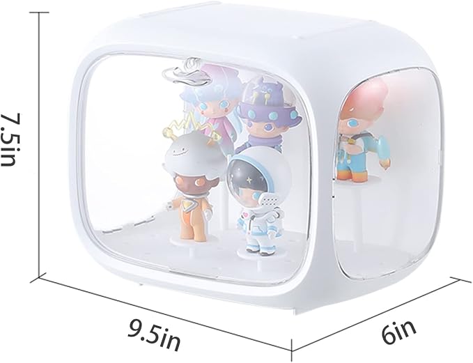 Clear Acrylic Display Case for Figures with LED Light, Dustproof & Moistureproof Display Stand with Door, Storage Box for Lego Collectibles, Action Figures, Pop Mart and Model Toys