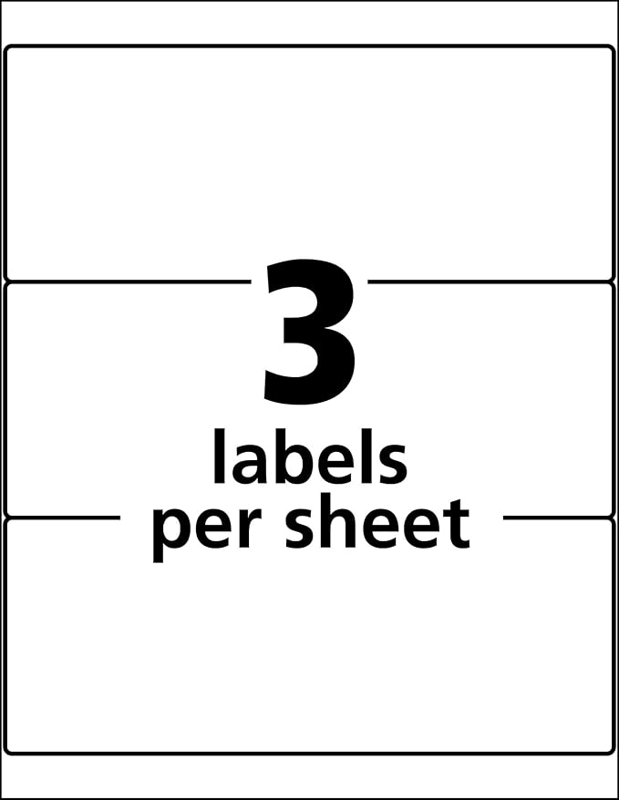 Avery® Durable White Cover Up ID Labels for Laser Printers, 3.25 x 8.375, Pack of 150 (61531)
