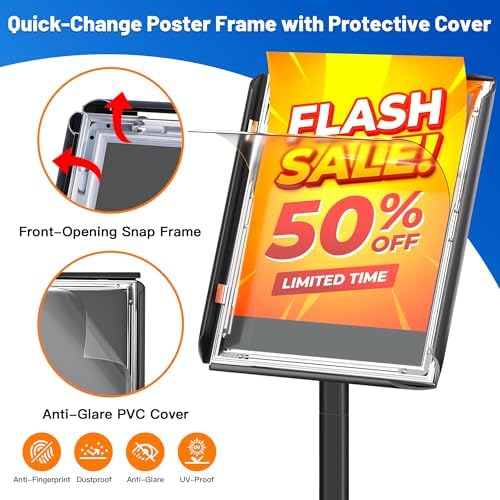 Heavy Duty Pedestal Sign Holder, 11"x17" Sign Stand Outdoor Indoor