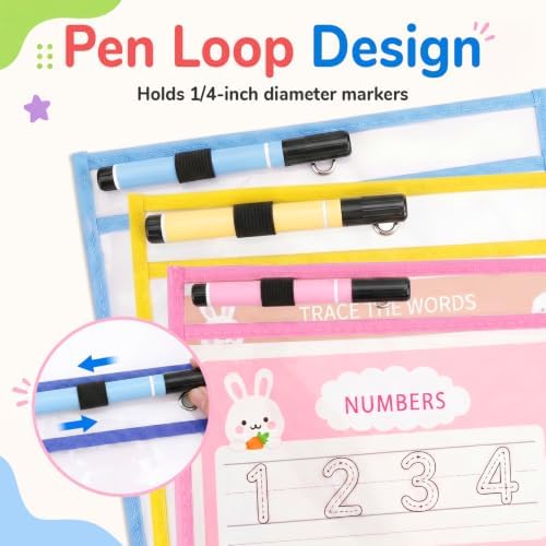 MR.MATE 70Pcs Dry Erase Pockets Sleeve 10x14,Clear Plastic Sheet Protectors