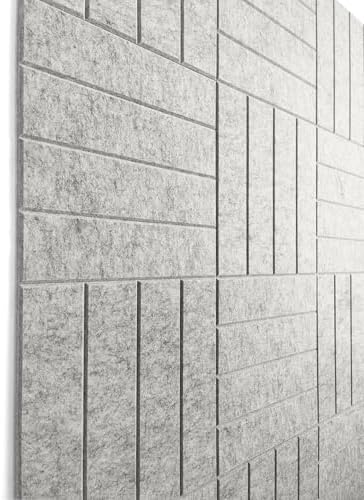 Felt Bulletin Board Tiles | Modern Cork Board Alternative | Large Cork Boards for Walls | Aesthetic Felt Wall Panels for Office & Home Decor | Pinboard & Photo Board (12-Pack) | Gray Marble