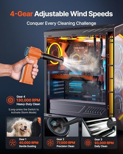 Compressed Air Duster, 130,000RPM Ultra-Powerful Electric Air Duster