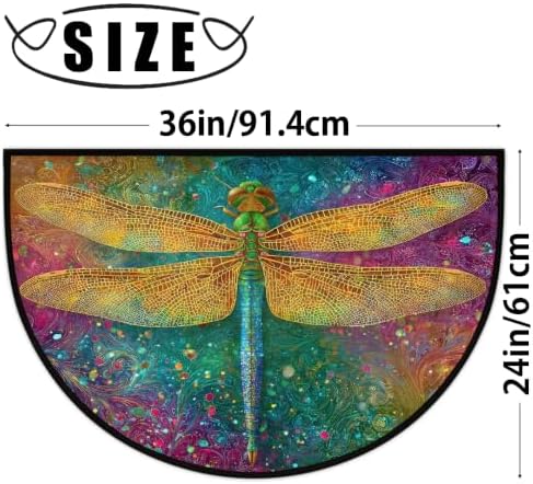 Dragonfly Animal Half Round Door Mat Non Slip Washable Semi Circle Area Rug Absorbent Soft Half Moon Rug Floor Mat for Indoor Outdoor Kitchen Bathroom Patio Front Door Mat Decor