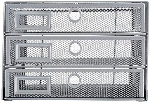 Annova Desk Organizer Wire Mesh 3 Tier Sliding Drawers Paper Sorter/Multifunctional/Premium Solid Construction for Letters, Documents, Mail, Files, Paper, Kids' Art Supplies (Silver)