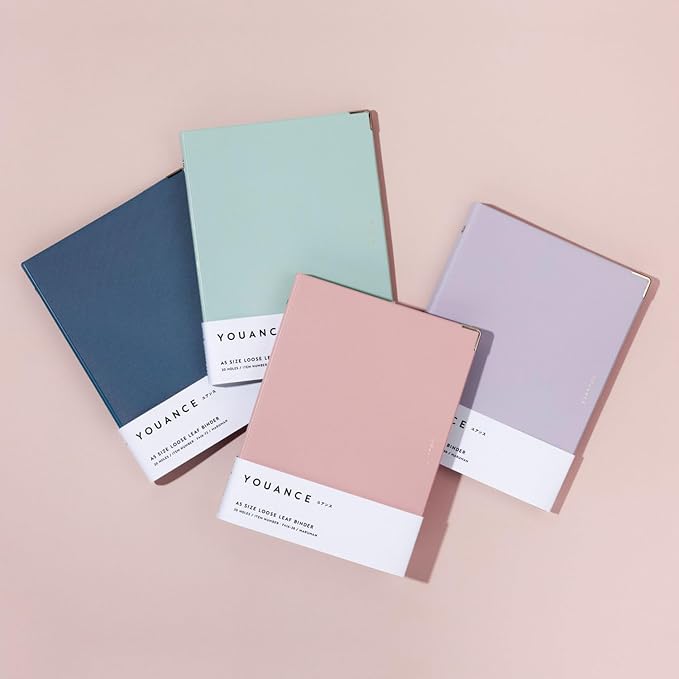 Maruman YOUANCE 20-Ring Binder, Holds 70 Sheets, A5 5.83"x8.27", Mint Green | Durable Vinyl Cover, Storage Pocket, Includes 10 3mm Graph Paper Sheets & Clear Sheet Protector, Made in Japan