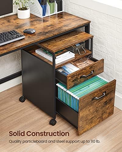 VASAGLE 2 Drawer File Cabinet, Rolling Printer Stand
