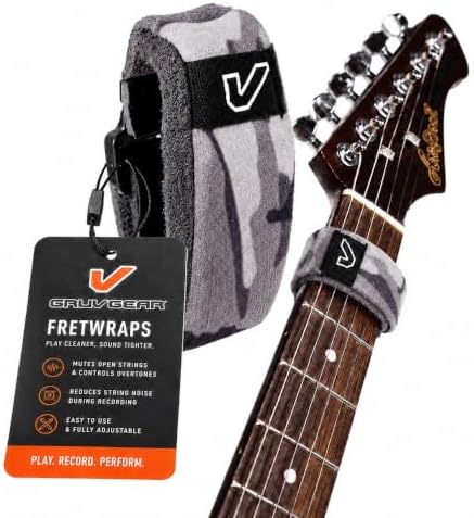 Gruv Gear Fret Wrap & Guitar Mute, Fretwrap for Acoustic, Electric & Bass | String Dampener Recording, Tapping & Practice Accessory (1 Pack, Large Camo White, Fits 6 String Bass, 8 String Guitar)