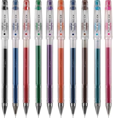 PILOT G-Tec-C Gel Ink Rolling Ball Pens, Ultra Fine Point (0.4mm), Assorted Color Inks, 10-Pack Pouch (35484)