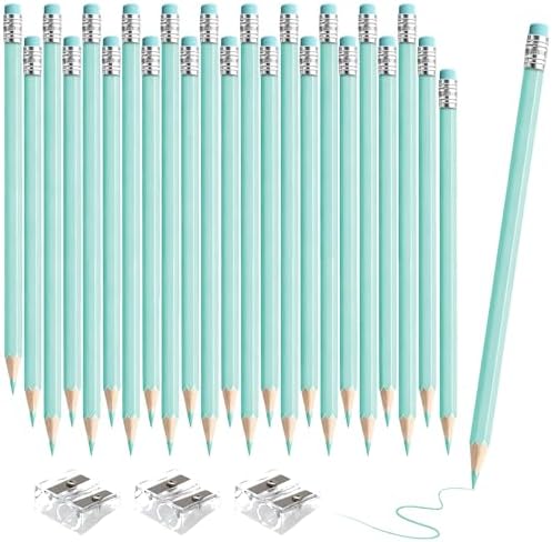 36 PCS Macaron Blue Colored Pencils with Eraser Pre Sharpened Pencil 2 HB - Ideal for Checking, Grading, Tests & Office/School Supplies