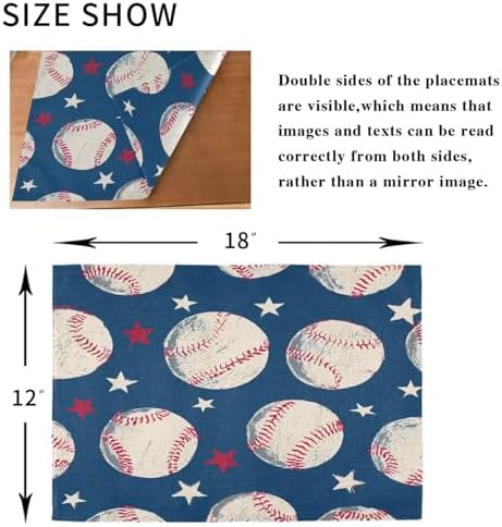 ALAZA Baseball Pattern 1 PC Placemats Rectangle Table Mat for Dining Table Restaurant Kitchen Home Decor, 12" x 18"