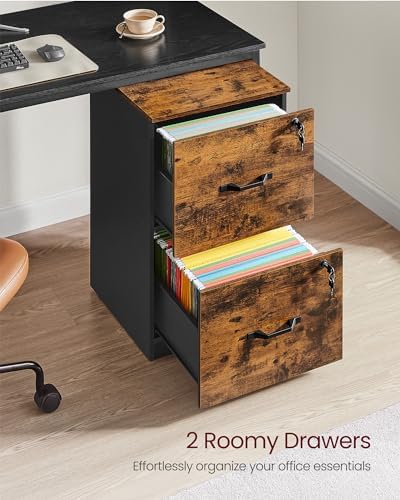 VASAGLE 2 Drawer File Cabinet with Locks, for A4, Letter Sized Documents