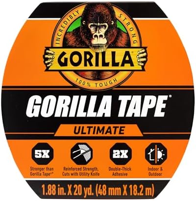 GORILLA Ultimate Tape, High Tensile Cloth, 1.88" x 20yd, Black