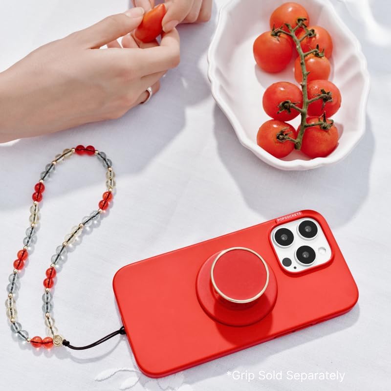 PopSockets iPhone 16 Pro Max Phone Case with MagSafe, Wireless Charging Compatible, Red - Rosso