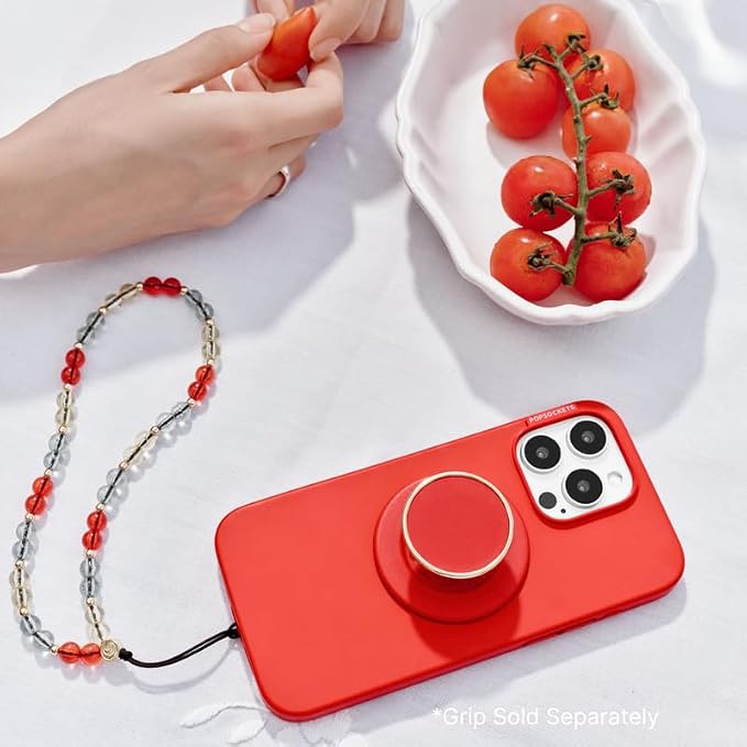 PopSockets iPhone 16 Plus Phone Case with MagSafe, Wireless Charging Compatible, Red - Rosso