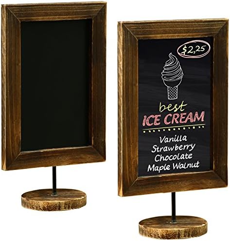 MyGift 12x7 Inch Framed Tabletop Chalkboard Signs with Stand Set of 2