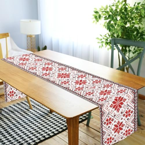 ALAZA Double-Sided Ukrainian Embroidery Ornament Table Runner 18x72 Inches Long,Table Cloth Runner for Wedding Birthday Party Kitchen Dining Home Everyday Decor