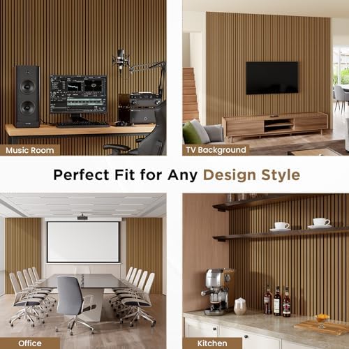 SMARTSTANDARD Wood Slat Acoustic Wall Panels 2 Pack 94"x23.6" Classic Oak