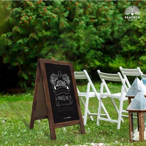 Double-Sided Rustic Magnetic A-Frame Chalkboard Sign for Outdoor and Indoor Use, Magnetic, Black | Sturdy, Stylish, and Versatile; Perfect for Events, Menus, and Business Promotions