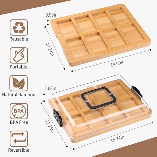 CAWIU Portable Charcuterie Board with Lid, Travel Cheese Board & Snack Tray