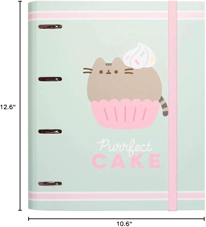 Grupo Erik Pusheen Cat 4 Ring Binder A4 - Kawaii Stationery Gifts, Merch | A4 Folder with Elastic closure, School Folders for Paperwork A4, Back to School Supplies | Pusheen Merchandise