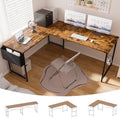 Pamray 64.5 Inch Reversible L Shaped Gaming Desk Large Corner Computer Desk with Storage Bag Home Office Table for Writing Study Vintage
