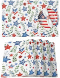 4th of July Placemats Set of 6, Patriotic Star Floral Place Mats Independence Day Dining Table Mats Holiday Party Memorial Day Decor for Kitchen&Linens Outdoor Indoor, Green Eucalyptus Leaves