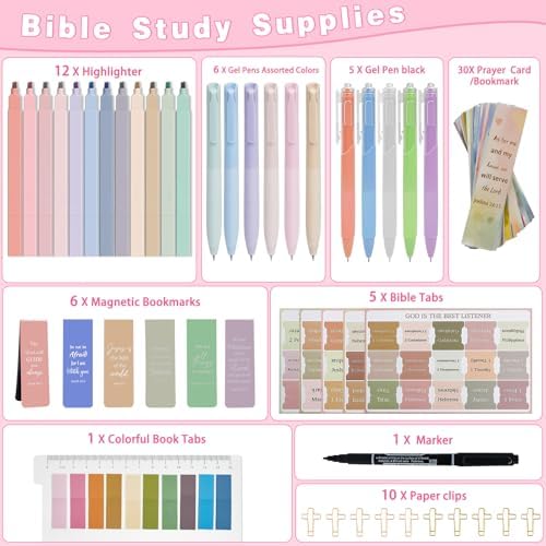 HRFGWDD 76-Piece Bible Study Supplies, Bible Journaling Kit for Women
