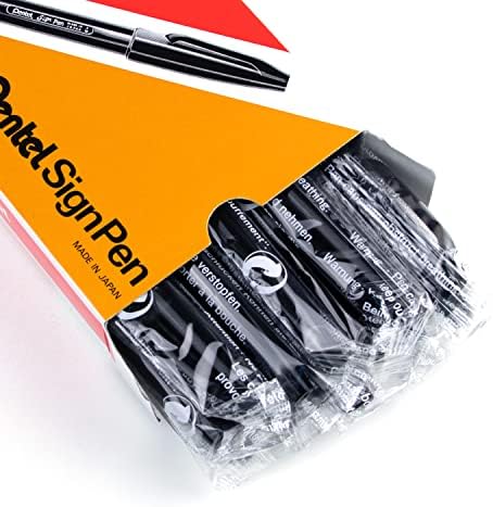 Pentel® Sign Pens®, Fine Point, 2.0 mm, Black Barrel, Black Ink, Pack Of 24 Pens