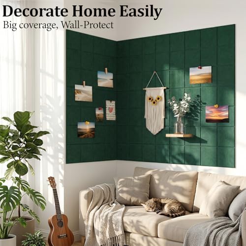 Large Felt Bulletin Board for Walls: 12-Pack Black Cork Board Alternative 11.8x11.8 Inch Peel and Stick Pin Board Wall Decor for Home Organization, Office Memo Board, Self-Adhesive Wall Tiles